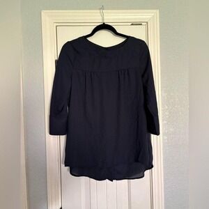Banana Republic Factory Navy Blue 3/4 Sleeve Button Back Blouse Small
